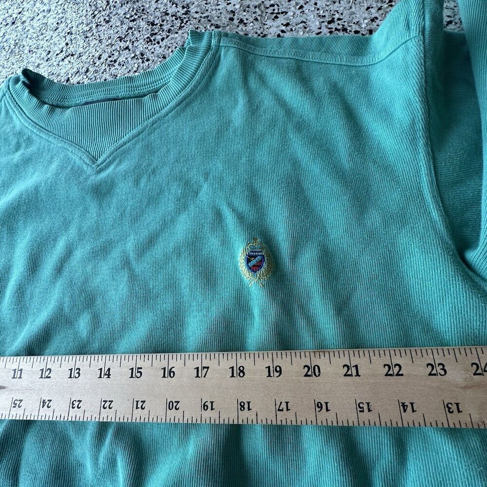 Vintage Jantzen Sweatshirt Mens XL Teal Crest Logo Made in USA Embroidery 90's - Picture 4 of 8